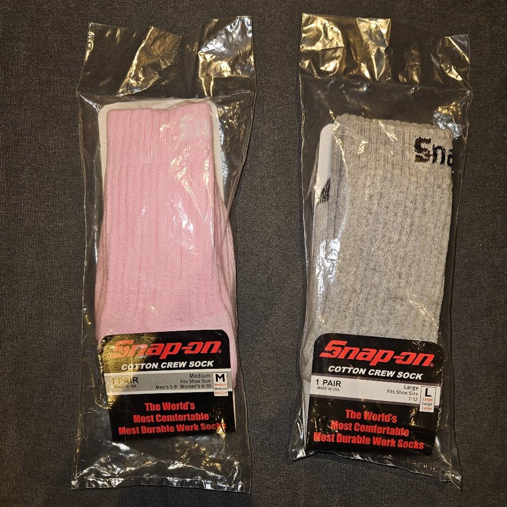 His & Hers Snap-On Socks, Sz L + Sz M, NWT